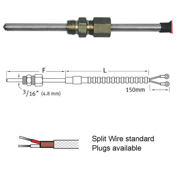 Standard Thermocouple - Tube Tube Type Thermocouple With 4.8mm (3/16
