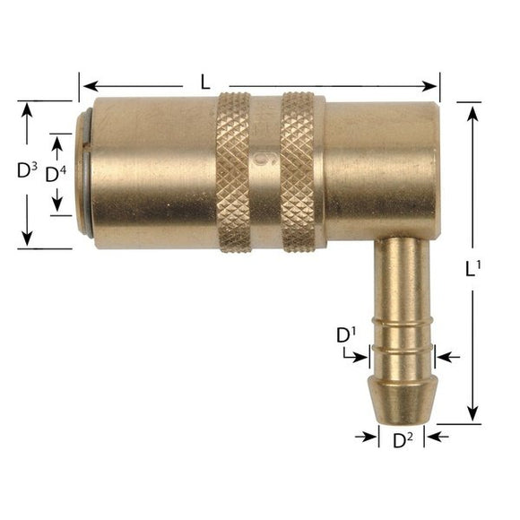 Waterline - Euro Series Compatible 90 Socket Couplings With Hose Tail